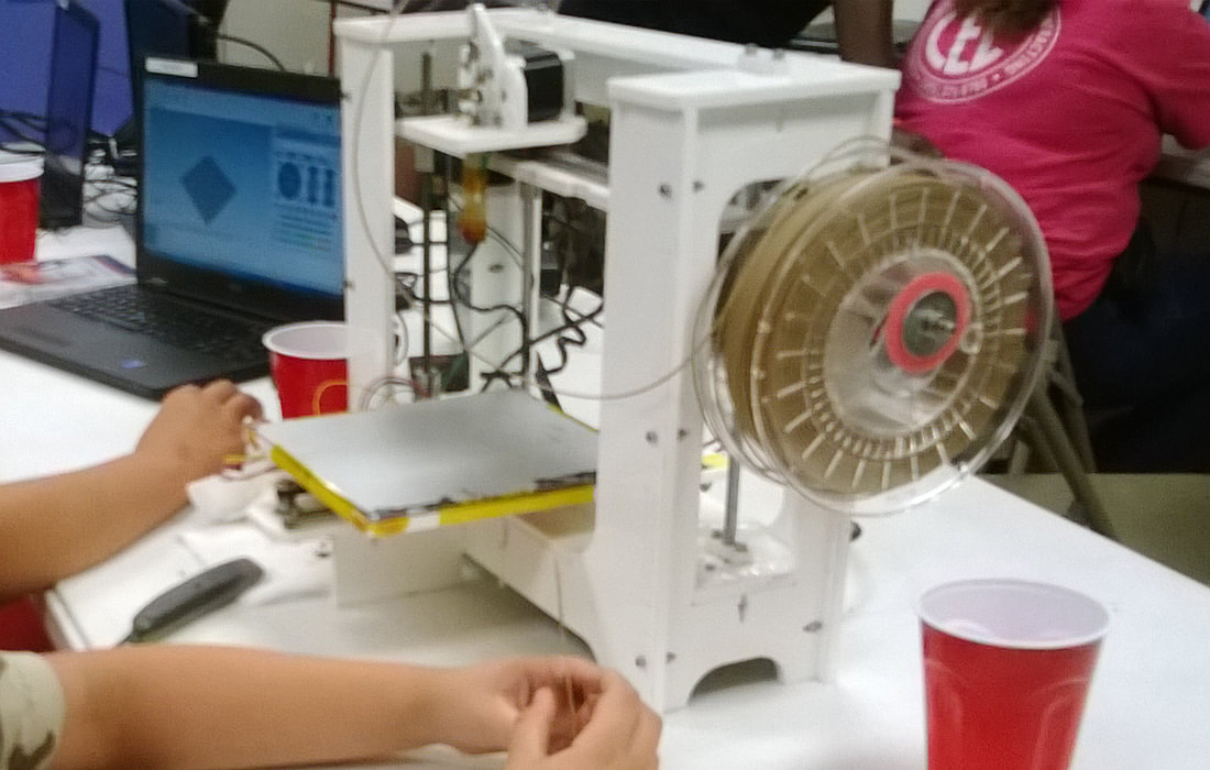 Classrool 3D printer using bamboo filament.